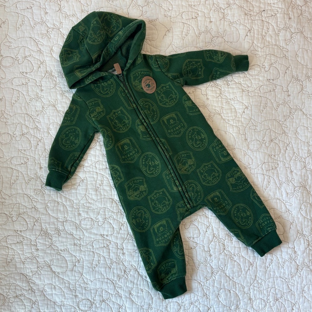 Carters 6M Tiny Wilderness Explorers Club Green Baby Coverall for Cold Weather